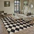 thumbnail image 3 of BERTHMEER 5'x7' Area Rugs for Living Room Modern Rhombus Checkered Rugs Bedroom Office Dining Room Farmhouse Geometric Contemporary Washable Non Slip Rugs Carpets, Black & Beige, 3 of 7