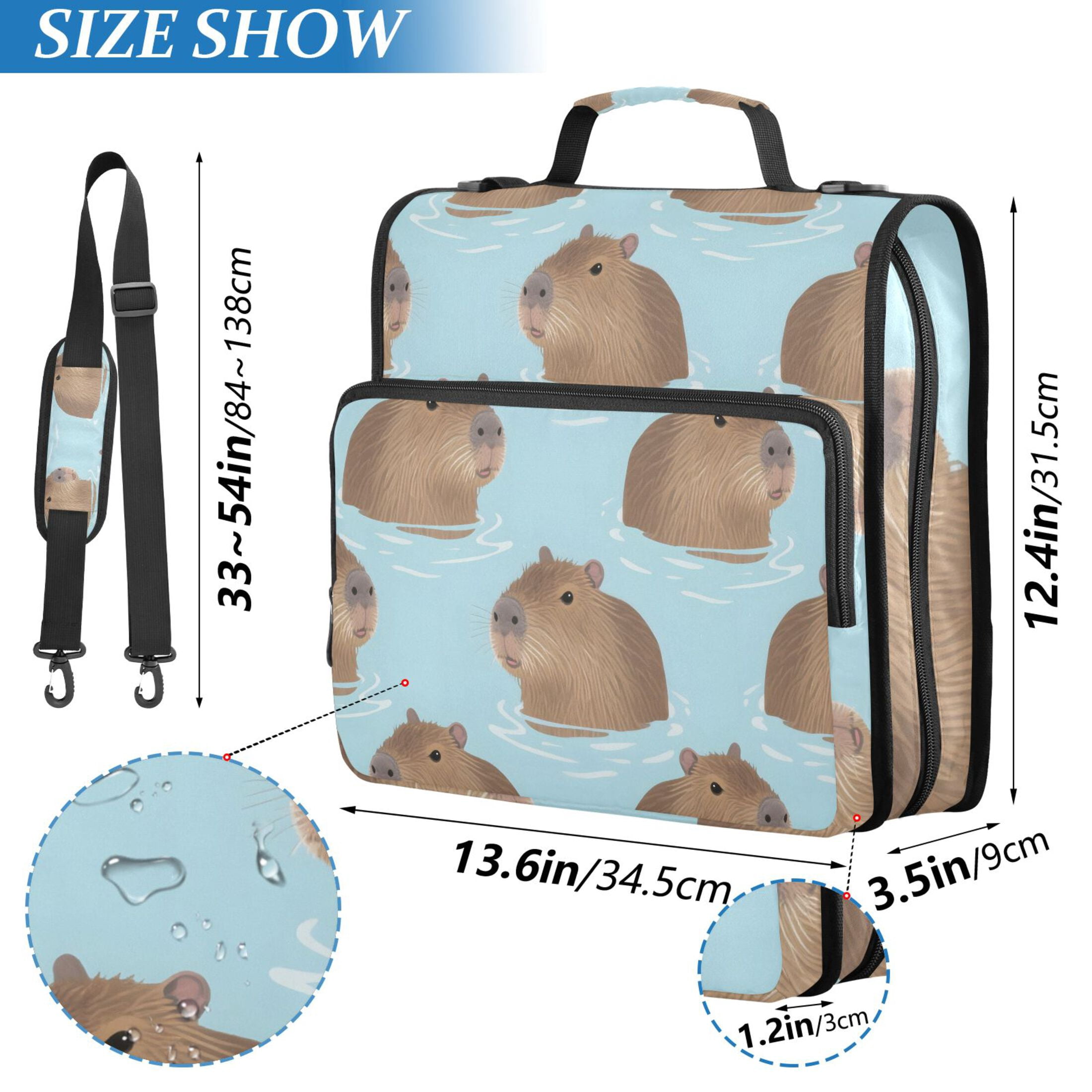 ALAZA Zipper Binder Cute Capybara Blue 3 Ring Trapper Keeper File Folder Organizer Bag