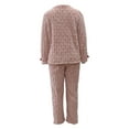 thumbnail image 5 of Tnhcen Women's Pajama Set Double - faced Fleece Spring Thermal Sleepwear Cozy Fuzzy Pajamas Plus Size S - XL Long Sleeve Button Front Cherry Embroidered Loungewear, 5 of 5