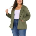 thumbnail image 2 of DARING DIVA Plus Size Faux Suede Lapel Work Casual Blazer Jackets 3X Army Green, 2 of 6