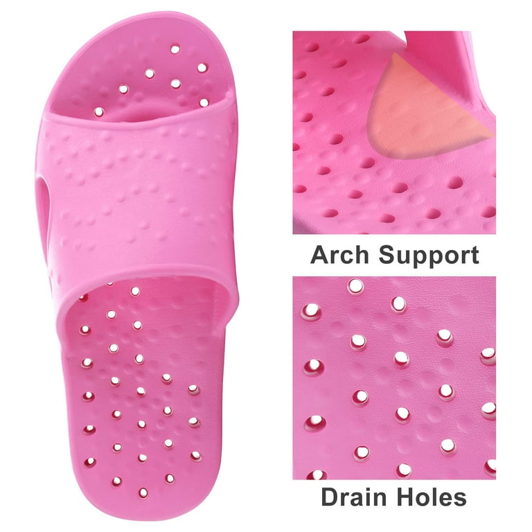Litfun Shower Shoes for Women Men, Quick Drying Non Slip Bath Slippers, Shower Sandals with Drain Holes, Hot Pink Litfun Shower Shoes for Women Men, Quick Drying Non Slip Bath Slippers, Shower Sandals with Drain Holes, Hot Pink
