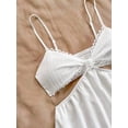 thumbnail image 4 of White Womens Hollowed Waist V-Neck Strappy Mini Sundress With Scallop Trim, 4 of 6