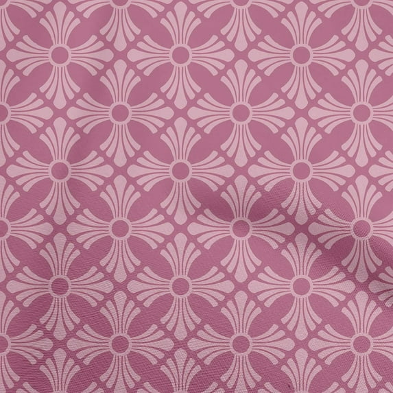 oneOone Cotton Poplin Pink Fabric Asian Block Floral Sewing Material Print Fabric By The Yard 42 Inch Wide