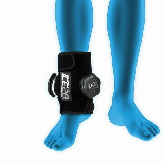 ICE20 Ankle Ice Therapy Wrap Double Ice Bag for Cold Compression Treatment, Black