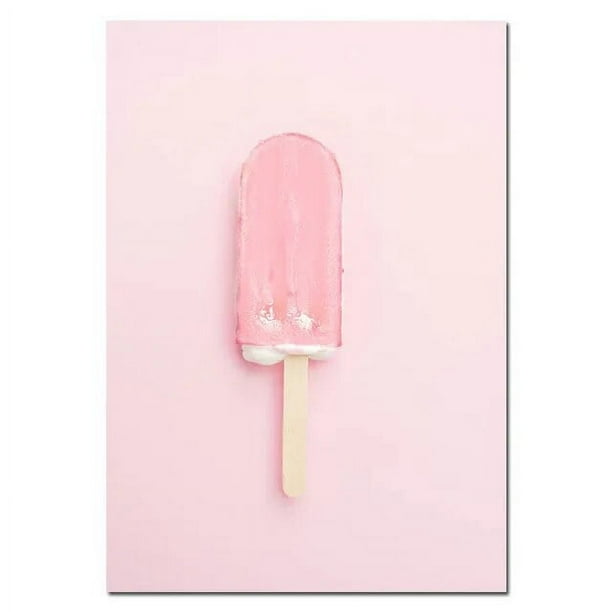 Póster de comida de helado de caramelo rosa de verano, lienzo Pop, arte de pared, imagen impresa, pintura, habitación de niñas, guardería, decoración del hogar, moda