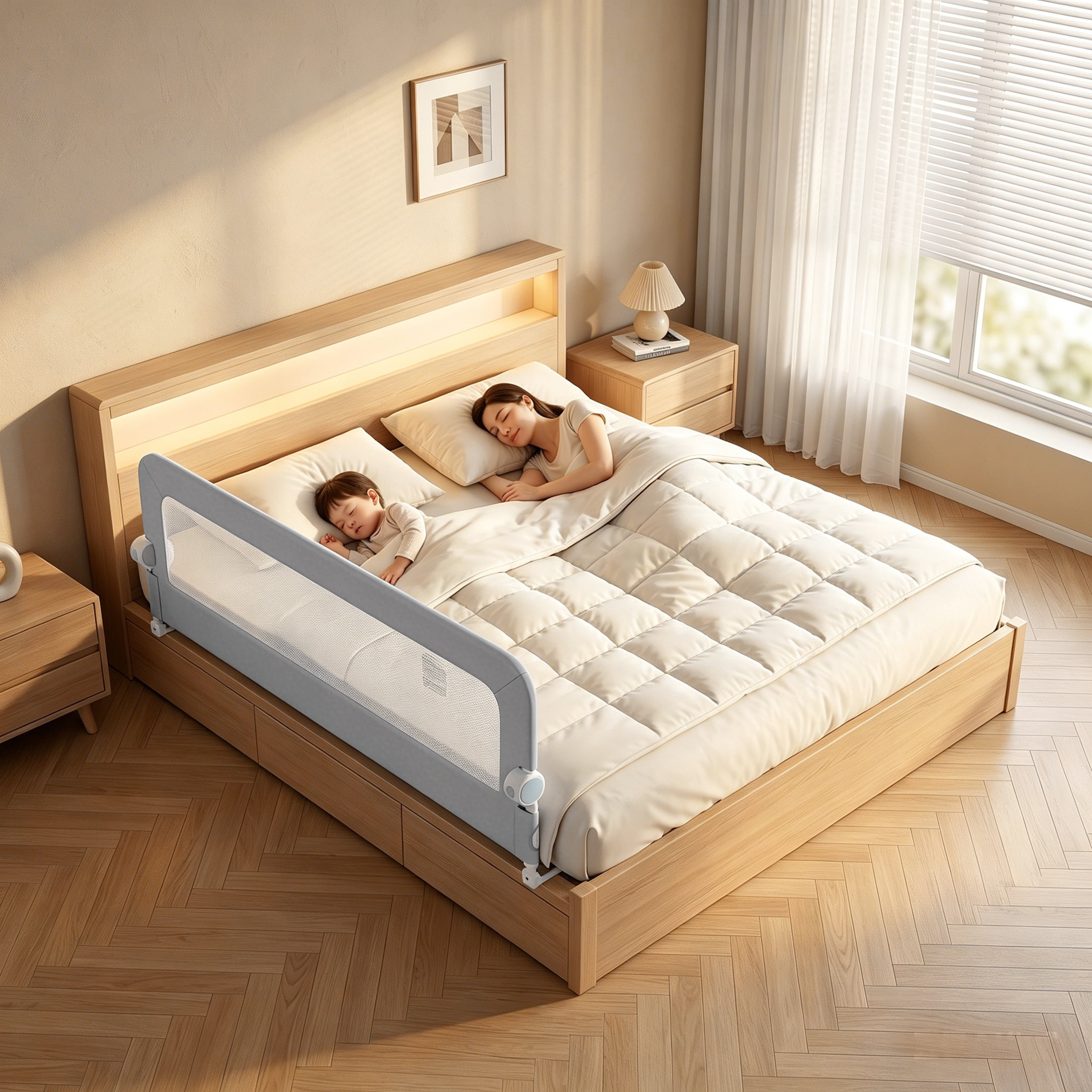 Haelhorneger Bed Rails for Toddlers, Baby Bed Rail Guard Foldable Toddler Bed Rail (Gray, 1.8m Sizes)