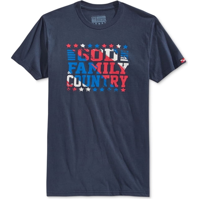 US Honor - Camiseta gráfica para hombre, diseño de God Family Country, azul, pequeña