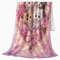 thumbnail image 2 of Romantic Peony Kitten Floral Digital Print, Cozy Pet Portrait Pattern, Warm Flannel Blanket for Living Room and Bedroom, Cat Lovers Valentine's Day Gift, Pet Lover Home Decor, 2 of 9