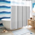 thumbnail image 6 of No Hook Shower Curtain, Boho Grey Shower Curtains for Bathroom with See Through Top Window, Minimalist Farmhouse Striped Waterproof & Washable Bath Curtain Extra Long 72"x84", 6 of 9