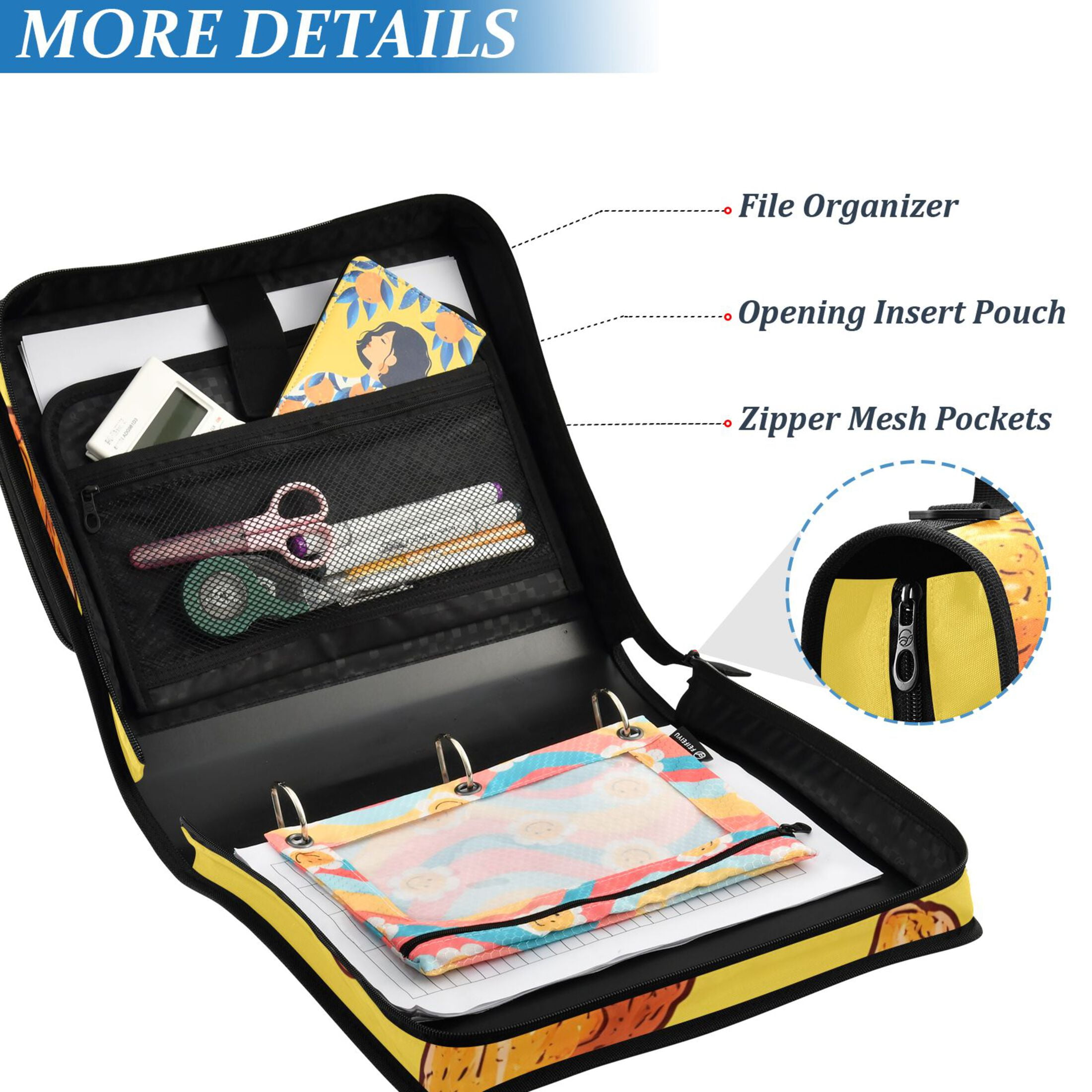 ALAZA Zipper Binder Fried Chickens 3 Ring Trapper Keeper File Folder Organizer Bag