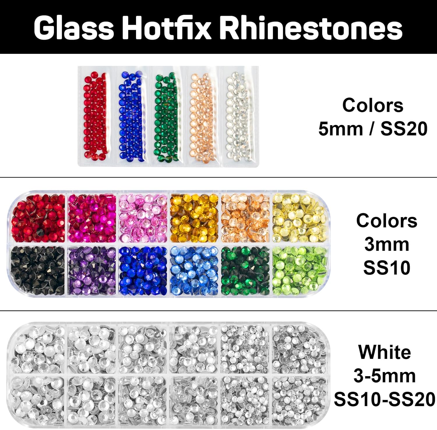 Hotfix Tool with 3400 Pcs Rhinestones for Blinging Clothes, Fabric, Clothing, Leather, Hot Fix Bedazzler Kit with 6 Redesigned Tips, Stand, Manual, Bag, Tweezers and Gem Picker