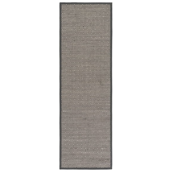 SAFAVIEH Martha Stewart Natural Fiber Cyan Bordered Runner Rug, Natural/Dark Grey, 2'6" x 8'