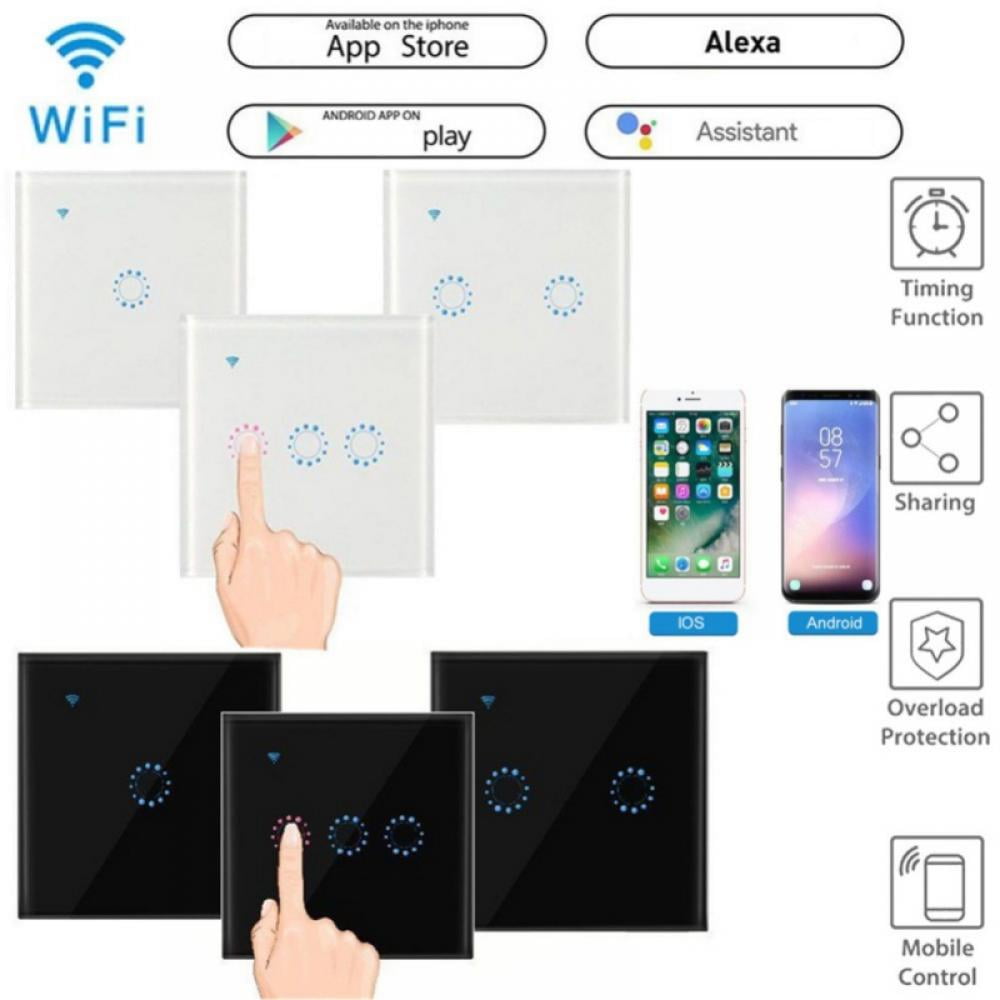 Modern WIFI Smart Wall Light Glass Touch Panel Switch App For Alexa Google Home 