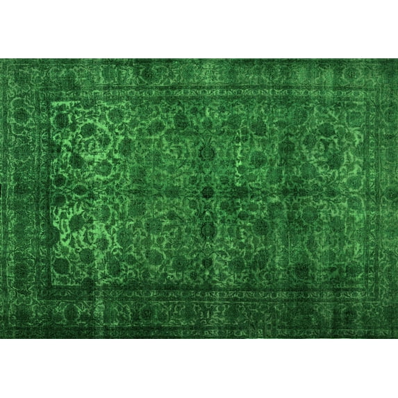 Ahgly Company Indoor Rectangle Abstract Green Contemporary Area Rugs, 5' x 8'