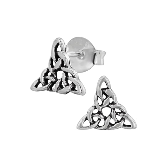 Celtic Triangle 925 Sterling Silver Stud Earrings