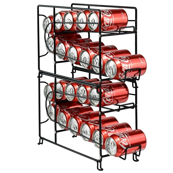 SUFAUY 2-Pack Stackable Can Rack Organizer, Soda Can Dispenser for Pantry, Holds up to 24 Cans, Black
