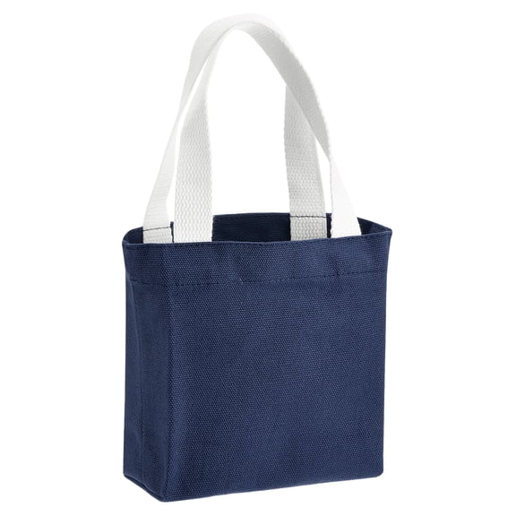 Uxcell Small Solid Color Canvas Tote Bag for Women, 7 x 2 x 6 Inch Canvas Bags with Handle Lightweight Reusable Tote Cloth Pouch for Shopping Travel Daily Use, Crafts DIY, Navy Blue