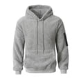 thumbnail image 5 of yuCgh Men's Fuzzy Fleece Hoodie, Oversized Cozy Warm Hooded Sweatshirt with Pocket, Winter Outerwear Pullover for Cold Weather Comfort and Style,Gray L, 5 of 6