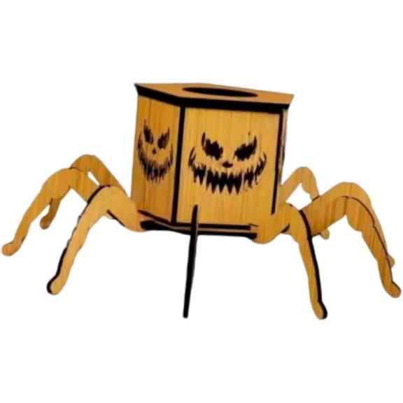 Fenteer Halloween Wooden Spider Candle Holder, Lantern Ornament Gift for Farmhouse Dining Room Hotel