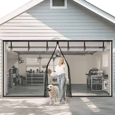 MAXVINI Garage Door Screen, 16x7 Ft Magnetic Closure, Heavy Duty, Fiberglass Mesh