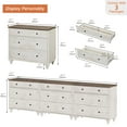 thumbnail image 6 of Modern Dresser for Bedroom with 9 Drawers, Kids Dressers with Wide Chest of Drawers, Wooden Closet Storage Cabinet Organizer, Dressers for Living Room & Nursery & Hallway, Rustic White, 6 of 7
