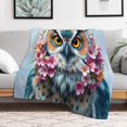 thumbnail image 4 of NIANHE Owl, flower crown blanket, comfortable and soft, warm casual blanket, printed design, winter sofa dormitory home decoration, must-have travel product. Size is 30x40 inches., 4 of 5