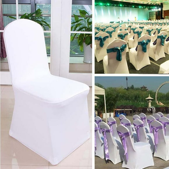 EGNMCR Chair Covers 1pcs White Flat Arched Front Covers Spandex Lycra Chair Cover Wedding Party A Stool Cover