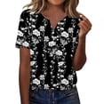 thumbnail image 1 of Tops de Manga Corta de las Mujeres Impreso Cuello en V, Suelto Casual Top para el Hogar Y las Actividades Diarias, 1 of 8