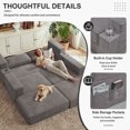 thumbnail image 4 of Holaki 5 in 1 Modular Sectional Sofa with Movable Ottoman, L-Shaped Convertible Boneless Couch for Living Room, Corduroy Deep Seat Sofa, Gray, 4 of 9