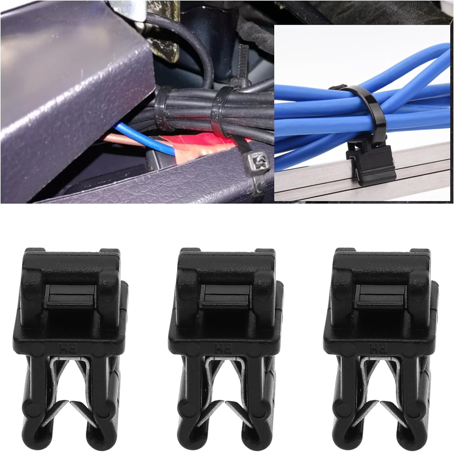 FEFEFW-20PCS Cable Tie Mounts 15x10.8x3mm Plastic Zip Tie Bases Holders Wire Tie Edge Mounting Clips Fasteners Organisers for Cable Management Black