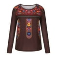 thumbnail image 4 of Women Mexican Tops Long Sleeve T Shirt Embroidery Flowers Fall Spring Tee Boho Tunic Tops Loose Fit Casual Tshirts, 4 of 5