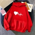 thumbnail image 2 of WRKEKC Hoodies for Women Heart Printed Long Sleeve Hooded Sweatshirt Top for Women Casual Daily Wear Fashionable Outfit, 2 of 3