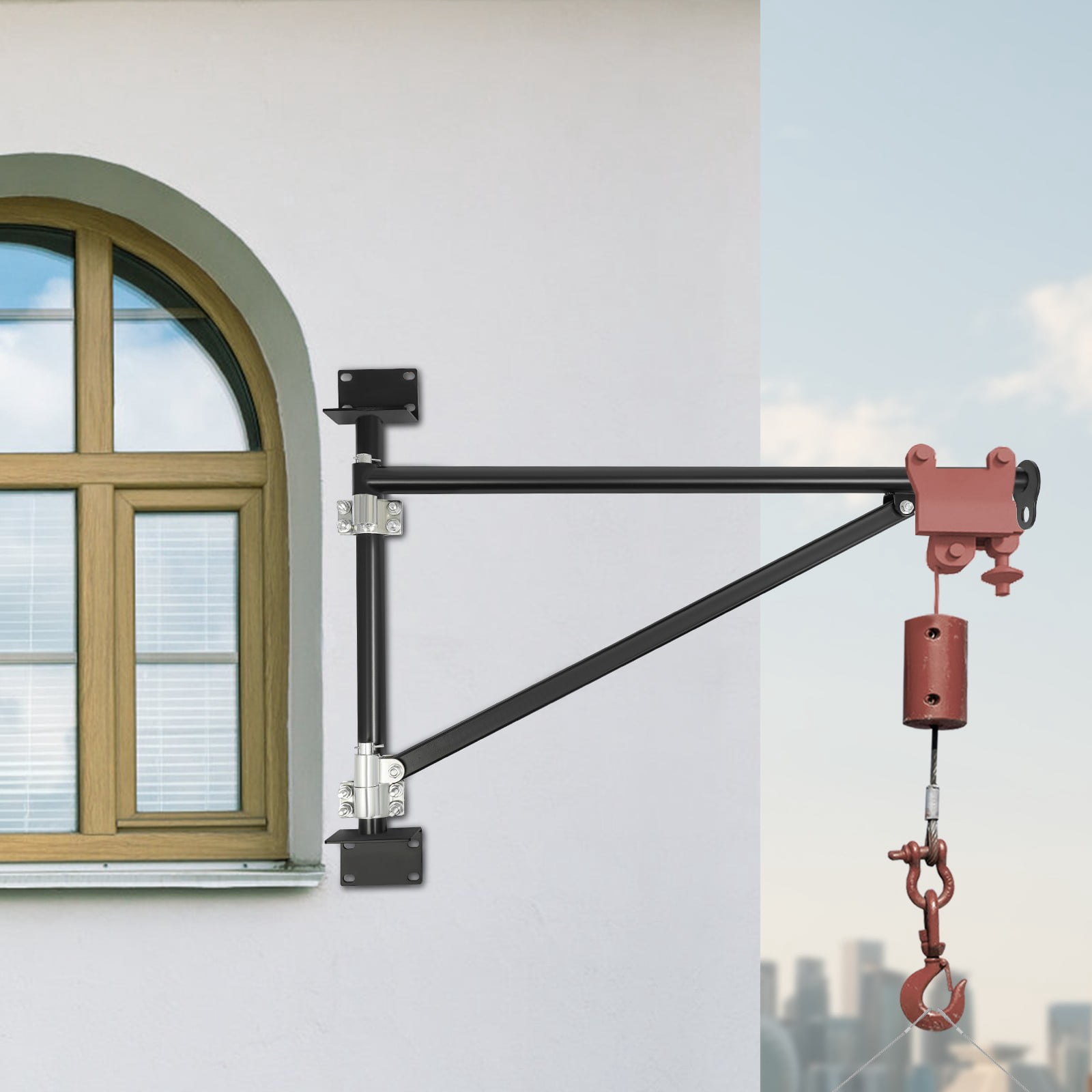 200kg/441lbs Load-bearing Wall-mounted Crane Bracket - Alloy Steel Baking Paint 180° Swivel for Industrial & Household Heavy Lifting