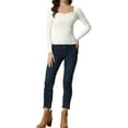 thumbnail image 2 of INSPIRE CHIC Women's Pullover Sweater Slim Fit Long Sleeve Sweetheart Neck Knit Sweaters XS White, 2 of 5