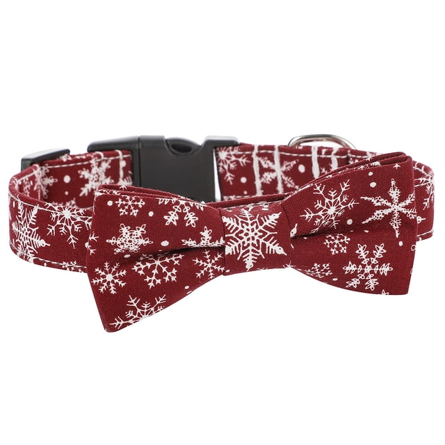 Christmas Dog Collar with Bow, Bowtie Dog Christmas Collars for Small Medium Large Dogs Pets