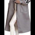 thumbnail image 3 of Chaqueta Cortavientos de Punto con Capucha y Larga para Mujer, de Gran Tamaño, Informal, con Cordón Ajustable en la Cintura y Cremallera. Gris M, 3 of 7