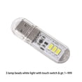 thumbnail image 4 of Bearachild Luces LED USB, 3 cuentas, luz nocturna para acampar, lámpara de de lectura de libros colorida con carcasa transparente, dormitorio para Iluminación y accesorios Blanco Bearachild HA066081-03, 4 of 6