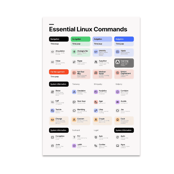 Essential Linux Commands Wall Decor - Tech Enthusiast - 13x19 Poster Print