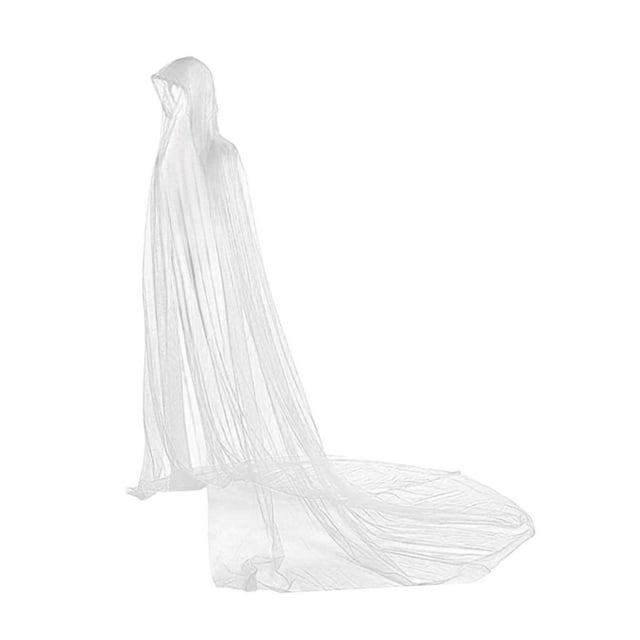 BELOVING Cape de Sorcière Grim d'Halloween en Maille, Robe pour Mariage, Fête, Mariée, Blanc