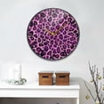 thumbnail image 2 of WOBOGO Purple Leopard Print Acrylic Wall Clock Battery Operated 11.9in Silent No Tick Bedroom Living Room Office Classroom Decoration, 2 of 10