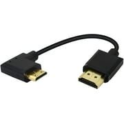 15CM Mini HDMI to HDMI Short Cable, 90 Degree Left Angle High Speed Mini HDMI Male to HDMI 2.0 Male Adapter Support