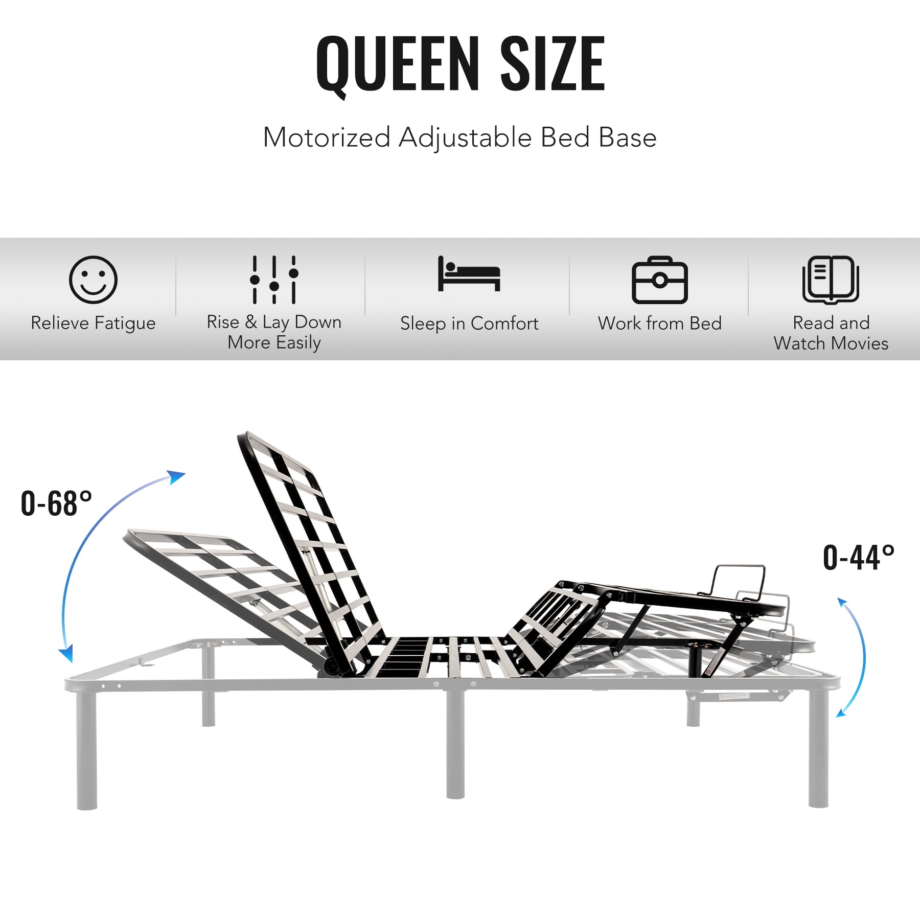 Bestco Electric Adjustable Queen Bed Frame Head and Foot Elevating Metal Bed Base
