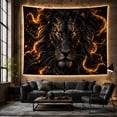 thumbnail image 6 of Black Lion Face With Molten Gold Cracks, Mysterious Fantasy Style For Lion Lovers, Wildlife Wall Art, Housewarming Gift, Tapestry Wall Hanging For Bedroom, Living Room And Dorm, 6 of 7