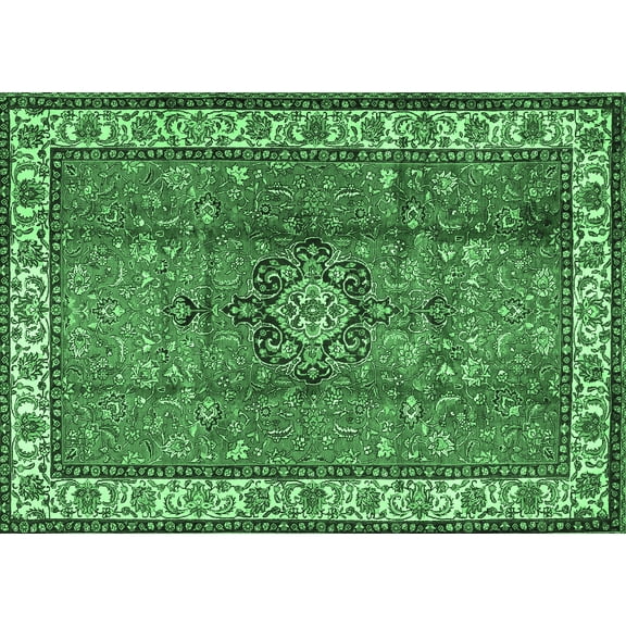 Ahgly Company Indoor Rectangle Persian Emerald Green Traditional Area Rugs, 5' x 7'