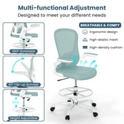 Drafting Chair, Tall Office Chair Computer Standing Desk Chair, Office Drafting Chair with Lumbar Support and Adjustable Footrest Ring,Black