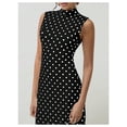 thumbnail image 4 of Vestido largo Milumia de lunares, cuello alto, sin mangas, talla S, 4 of 5