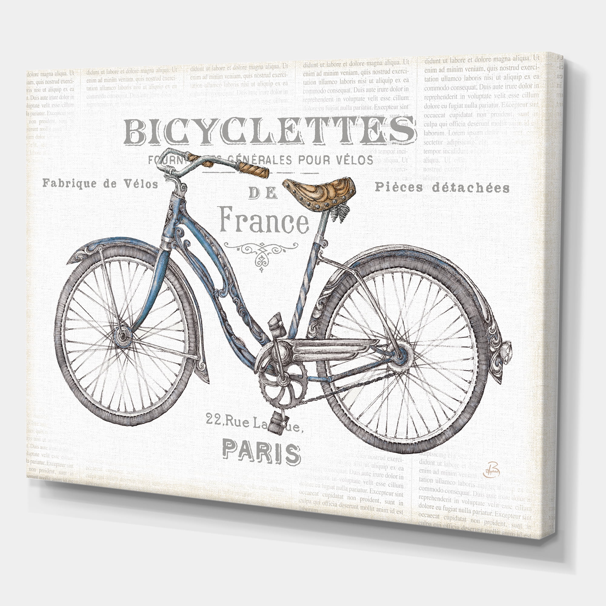 Designart 'Paris France Bicycles' Vintage Transportation Premium Canvas