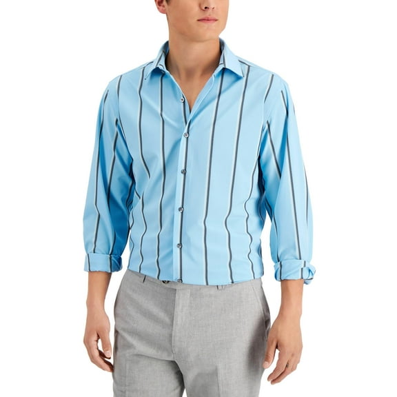Alfani Mens Collared Striped Dress Shirt