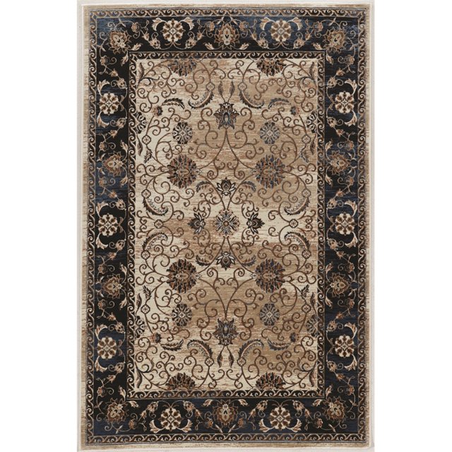 Linon Vintage Isfahan Power Loomed Microfiber Polyester 5'x7'6" Rug in Ivory