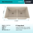thumbnail image 2 of 33" x 22" Quartz Kitchen Sink, Double Bowl Sink, Drop-in Sink, Undermount Sink, Granite Kitchen Sink, Galaxy Beige Kitchen Sink, with Grids, Basket Strainer and Flange Lexicon Platinum LP-800TM-B, 2 of 8